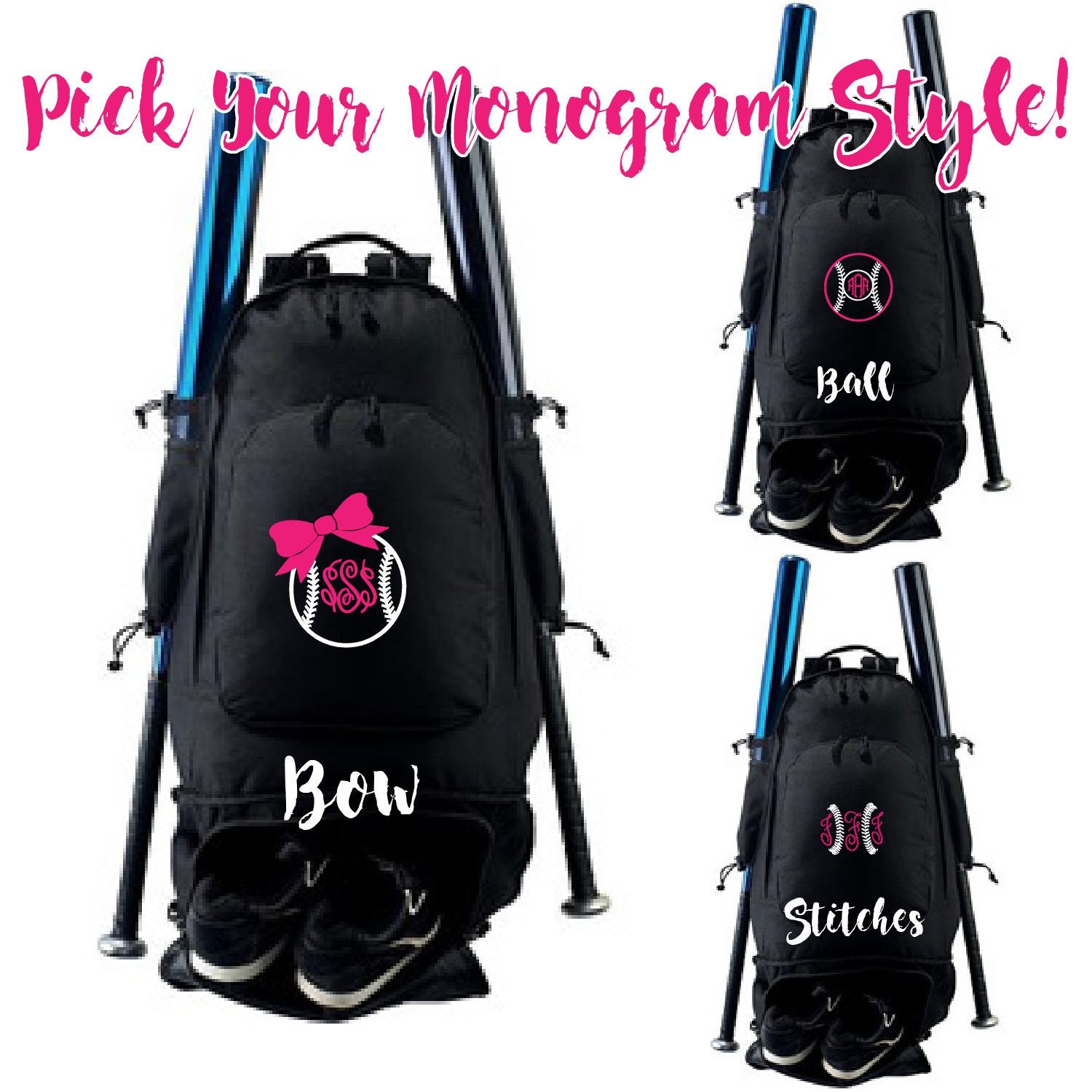 Softball Sports Personalized Embroidered Monogram Backpack