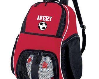 Name with LARGE Soccer ball Backpack, Name Soccer ball Backpack, Embroidered Soccer Bag, Personalized Sports Bag, Custom Sports Backpack
