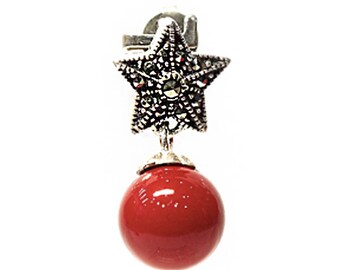 Stylish Handmade Star Pendant W/ Silver Necklace Red