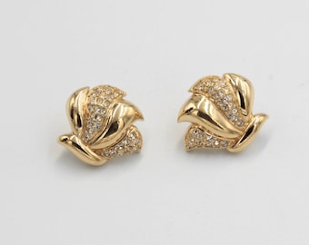 Vintage Swarovski Goldtone "Wave" earrings for pierced ears