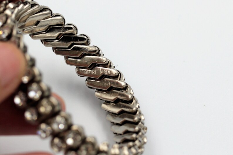 Vintage Expandable Stretch Articulated zigzag mechanism Rhinestone Diamante Bracelet Two rows