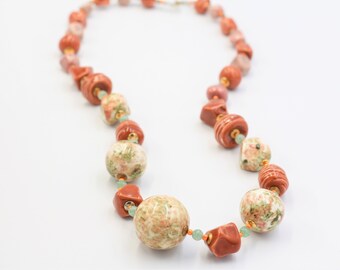 Earthy Chic graduated ceramic bead Statement necklace