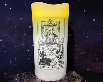 LED The Chariot - Cancer Tarot Pillar Candle