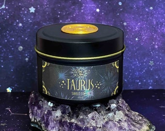 TAURUS Mini Soy Candle 4oz. Tin Jar