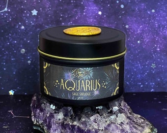 AQUARIUS Mini Soy Candle 4oz. Tin Jar