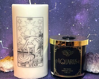 GIFT SET – Aquarius Soy Candle & The Star Tarot Pillar