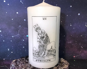 Strength - Leo Tarot Pillar Candle