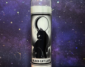 BLACK CAT LUCK Prayer Candle – 7 Day Glass Candle