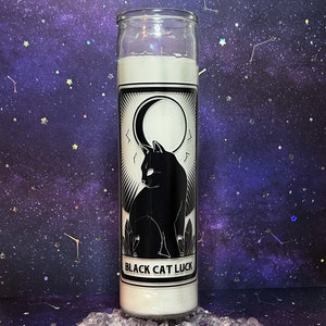 BLACK CAT LUCK Prayer Candle – 7 Day Glass Candle