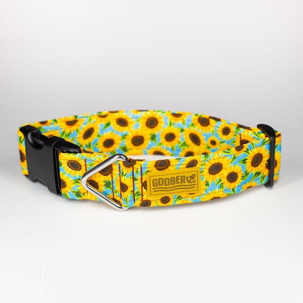 Collar para perros de girasol, collar para perros personalizado, resistente al agua, acero inoxidable, vegano, acero inoxidable 316