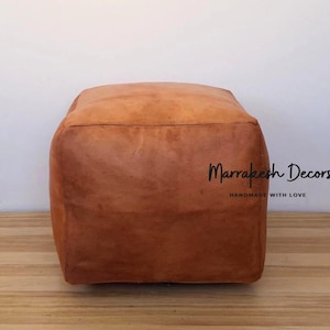 SQUARE TAN POUF - Premium Handmade Moroccan leather Pouf Ottoman , Nursery Pouf,square footstool,Pouf Square Ottoman- Gift, Wedding, Pouffe