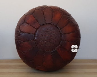 pair x 2 Premium Handmade Moroccan leather Pouf Ottoman BROWN/BROWN,21