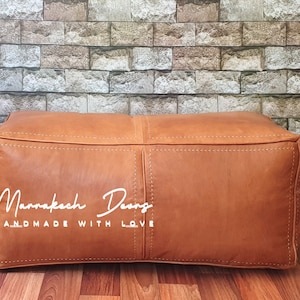 RECTANGULAR LEATHER POUF Individuell anpassbarer rechteckiger Leder-Sitzpouf Ottoman Handgefertigter rechteckiger Sitzpouf Loung Ottoman Pouf Leder-Osmane whiskey