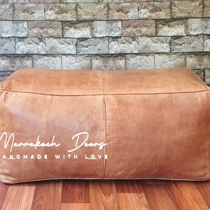 RECTANGULAR LEATHER POUF Individuell anpassbarer rechteckiger Leder-Sitzpouf Ottoman Handgefertigter rechteckiger Sitzpouf Loung Ottoman Pouf Leder-Osmane Light Tan