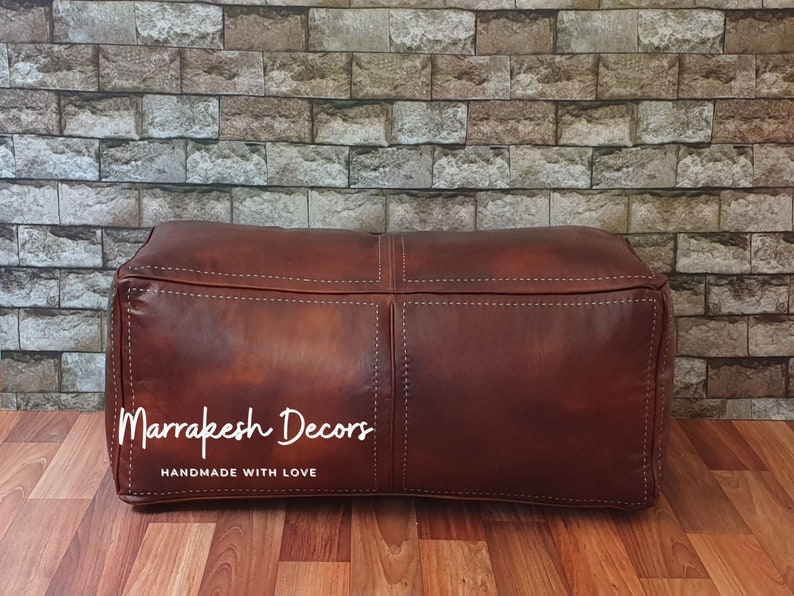 Rectangular Pouf RECTANGULAR LEATHER POUF - Rectangular Pouf Long Pouf Handwoven Pouf ...