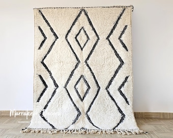 Beni ourain rug, Moroccan rug, Berber carpet, Cream Wool rug, Handmade rug, Beni ourain style, Area rug, Tapis berbere, Teppich -Custom rug