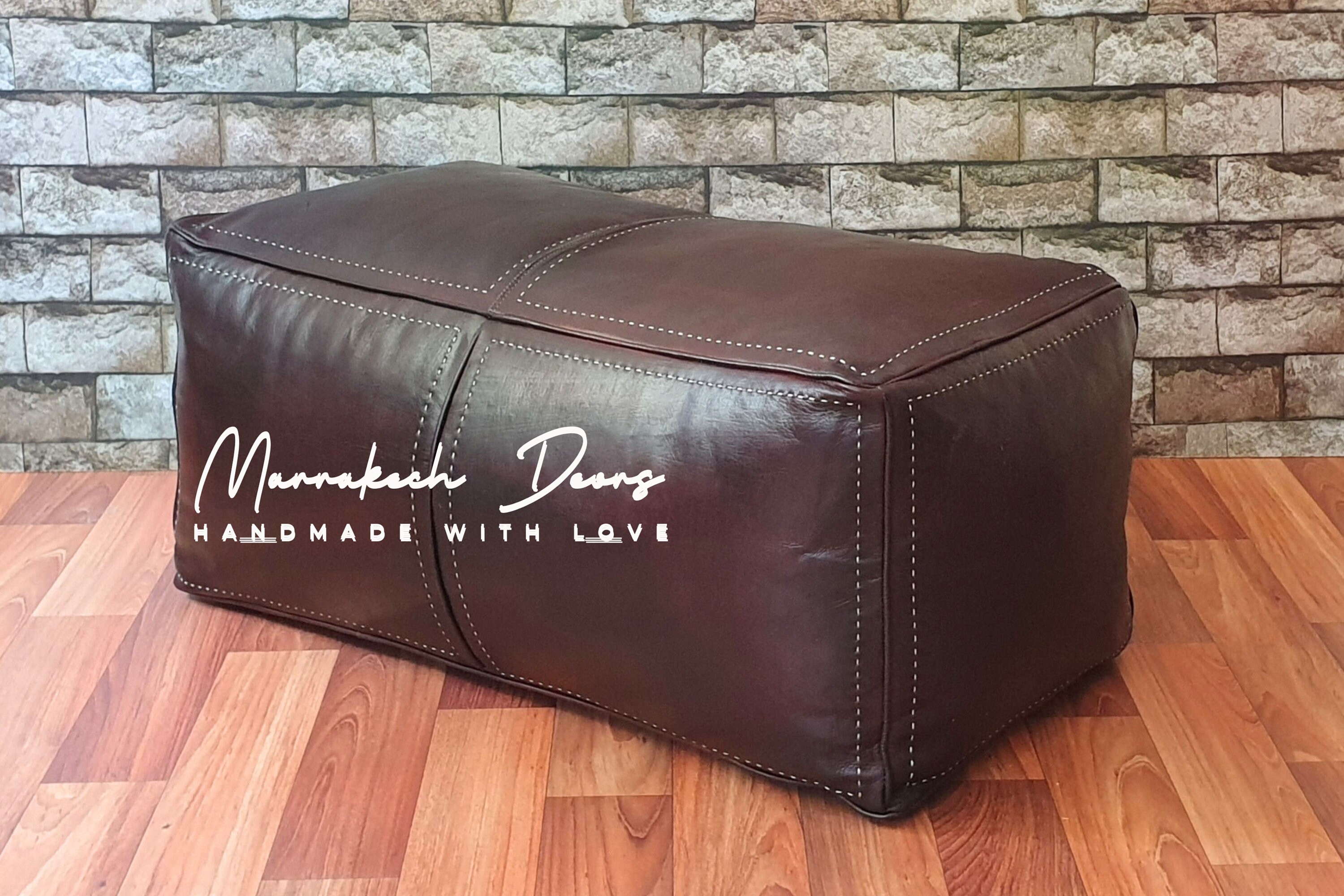 RECTANGULAR LEATHER POUF -rectangular Pouf Long Pouf Customizable Pouf ...