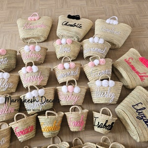 Strandtaschen Personalisierter Strohkorb, Brautduschentaschen, kundenspezifische Strohtaschen, benutzerdefinierte Strandtasche, Strohtasche, gestickte Taschen benutzerdefinierte Strohtasche