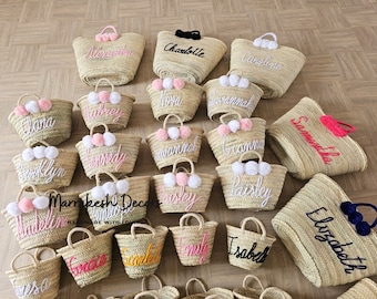 beach bags Personalized straw basket,bridal shower bags,customized straw bags,custom beach bag,straw tote,embroidered bags custom straw bag