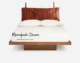 leather headboard - Custom Headboard - King Size Headboard - Leather Headboard Cover - Modern Hanging Leather Headboard