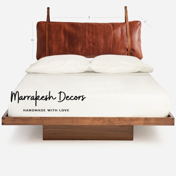 leather headboard - Custom Headboard - King Size Headboard - Leather Headboard Cover - Modern Hanging Leather Headboard