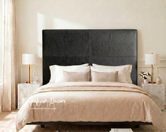 Testiera in pelle su misura, testiera da appendere alla parete, cuscino in pelle per letto king size, queen size e matrimoniale, schienale minimalista, pannelli murali imbottiti moderni