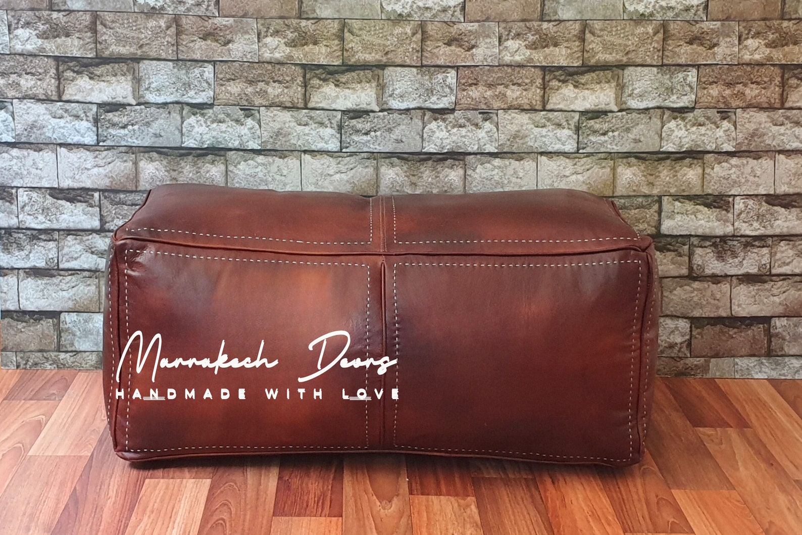 RECTANGULAR LEATHER POUF -rectangular Pouf Long Pouf Customizable Pouf ...