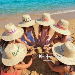 Personalized straw Hats, Bachelorette Party Hats, customized straw hats, custom beach Hats, straw tote, embroidered Hats, custom straw Hats,