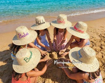 Personalized straw Hats, Bachelorette Party Hats, customized straw hats, custom beach Hats, straw tote, embroidered Hats, custom straw Hats,
