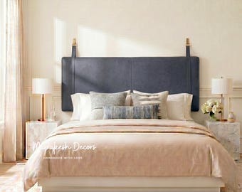 70" x 23" Mounted Leather Headboard King Size Leather Hanging Headboard Leather Headboard Mid Century Modern Bedroom Decor Minimalist Padded