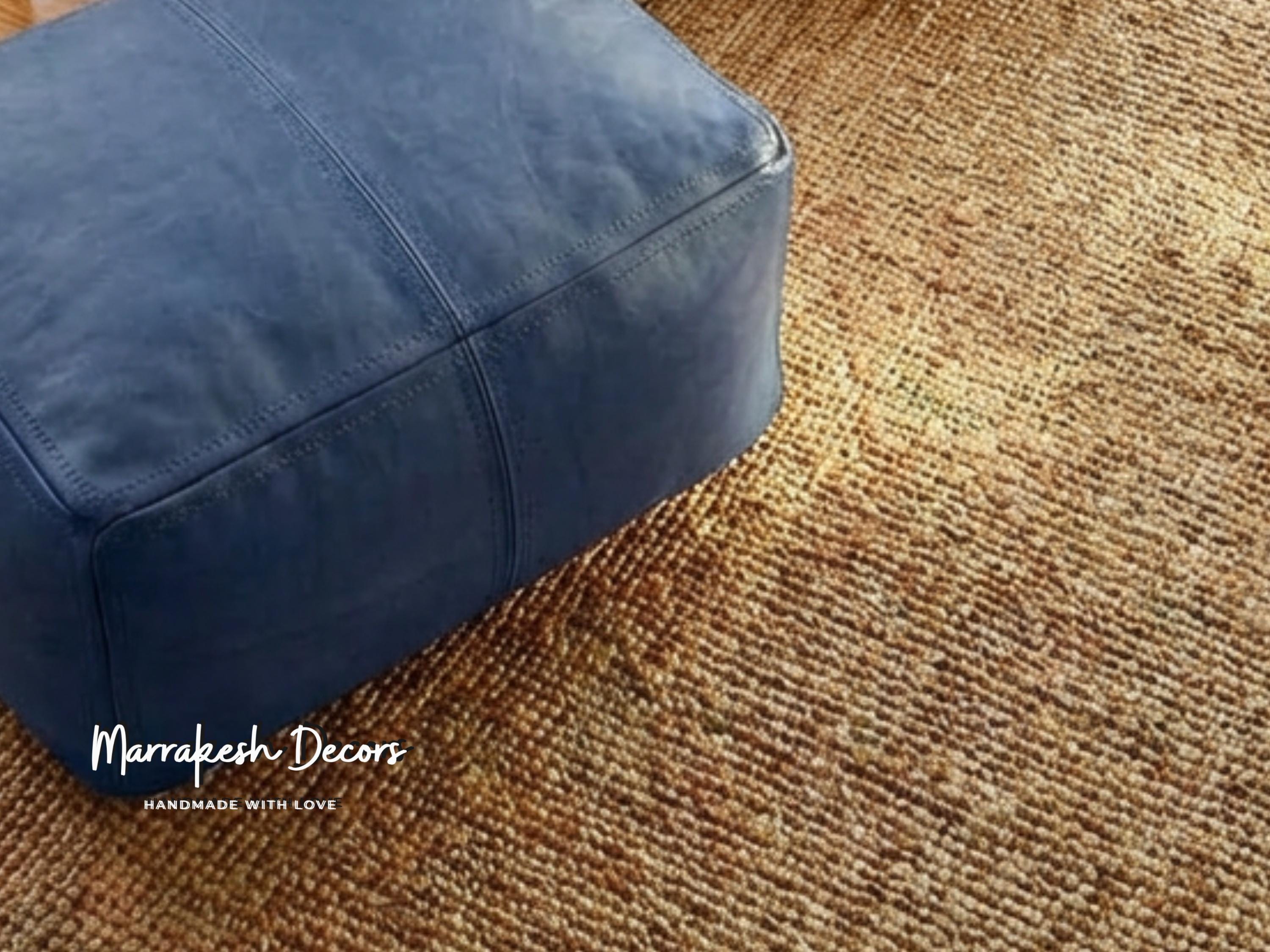 Large Pouf Ottoman Customizable Square Leather Pouf Leather Footstool ...