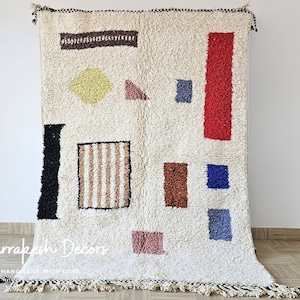 Moroccan rug Hand knotted - Beni ourain rug - all wool berber rug - Custom beni ourain rug - handmade rug - Genuine lamb wool, berber rug