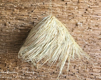 Boho Straw Palm Fiber Ball Pendant Light with Wicker Accents - Home & Living-Lighting -Light Fixtures -Ceiling Lights  -Pendant Lights