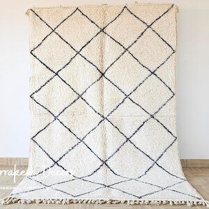 Moroccan area rug- Beni ourain style rug for living room - mid century modern - Geometric Azilal rug  Custom rug - handmade rug  berber rug