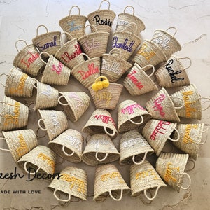 Personalisierte Stroh marokkanischen Korb, Brautdusche Taschen, kundenspezifische Strohtaschen, kundenspezifische Strandtasche, Strohtasche, gestickte Taschen