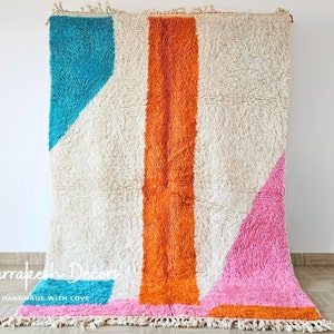 Moroccan rug Hand knotted - Beni ourain rug - all wool berber rug - Custom rug - handmade rug - Genuine lamb wool, Colorful berber rug