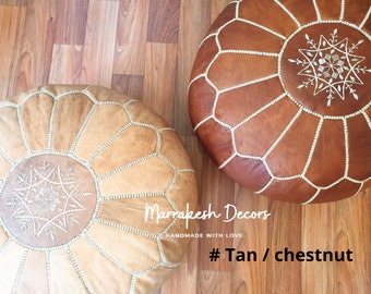 MOROCCAN POUF - Ottoman Pouf Leather Pouf Ottoman pouffes Moroccan Pouf home decor boho moroccan  berber pouf ottoman footstool handmade