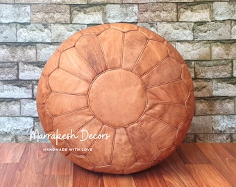 Leather Ottoman Round Cover - Pouf Floor- Pouf Cover - Leather Pouf -Ottoman Round - Pouf Ottoman Round Leather Foot Stool Pouf Foot Stool