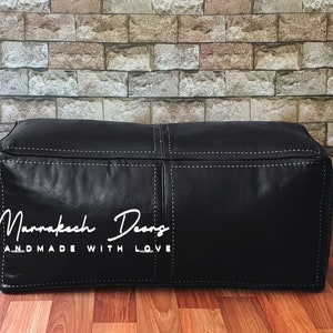 RECTANGULAR LEATHER POUF Individuell anpassbarer rechteckiger Leder-Sitzpouf Ottoman Handgefertigter rechteckiger Sitzpouf Loung Ottoman Pouf Leder-Osmane Schwarz