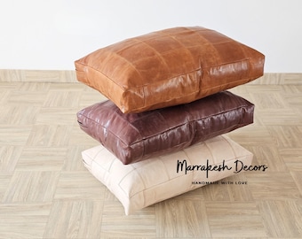 Leather Seat Cushion Cover: Custom Bench Cushion,  Accessories, Meditation Cushion, Floor Cushion, Leather Pet Bed , chair cushion covers
