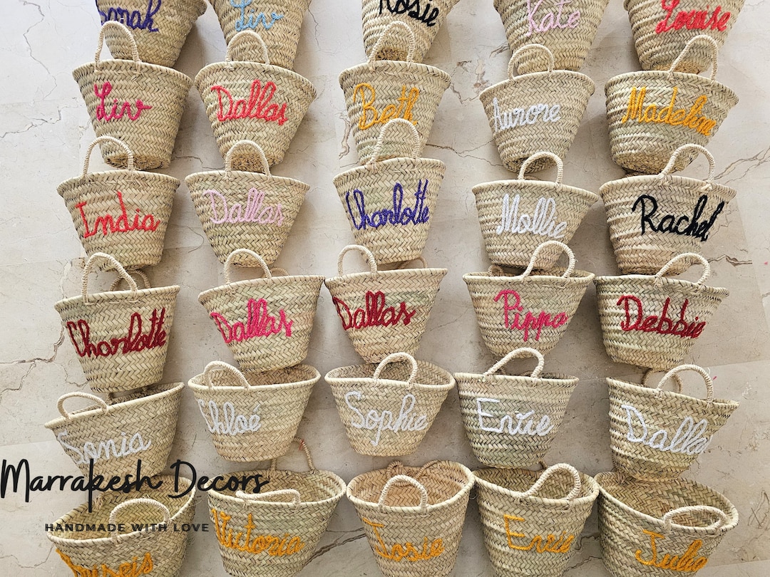 Customized Straw Bags, Personalized Straw Moroccan Basket,bridal Shower