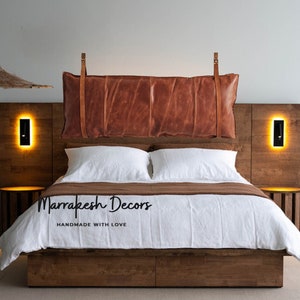 Genuine Leather Hanging Headboard, hanging leather headboard, Hanging leather,Hanging Headboard, Hanging Bed Board, leather headboard king