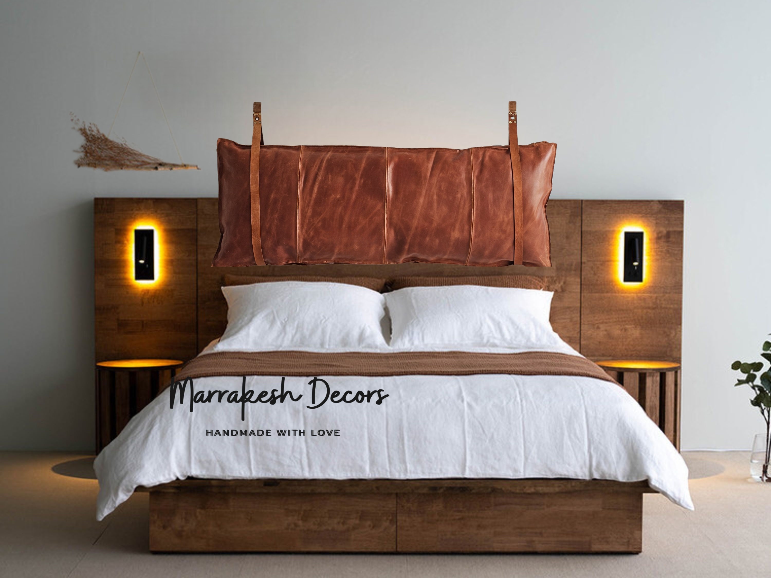 Genuine Leather Hanging Headboard, hanging leather headboard, Hanging leather,Hanging Headboard, Hanging Bed Board, leather headboard king