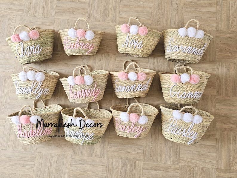 Customized Straw Bags, Personalized Straw Moroccan Basket,bridal Shower