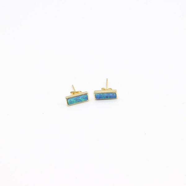 Turquoise Bar Earrings inspired by Meghan Markle | MirrorMeg Collection Turquoise Japanese Opal Minimalist Style Line Earrings