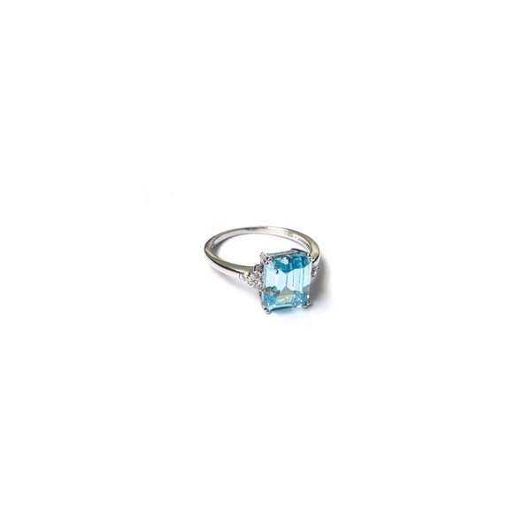 Aquamarine & Diamond Replica Ring Inspired by Meghan Markle | Duchess of Sussex's Wedding Ring (from Collection of Princess Diana)