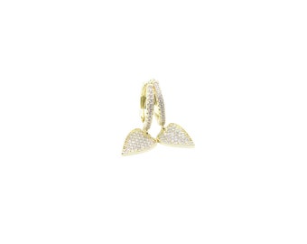 Diamond Leaf 'Gold Heart' Earrings | Kate Middleton Inspired Gold Dangle Diamond Heart/Leaf Earrings