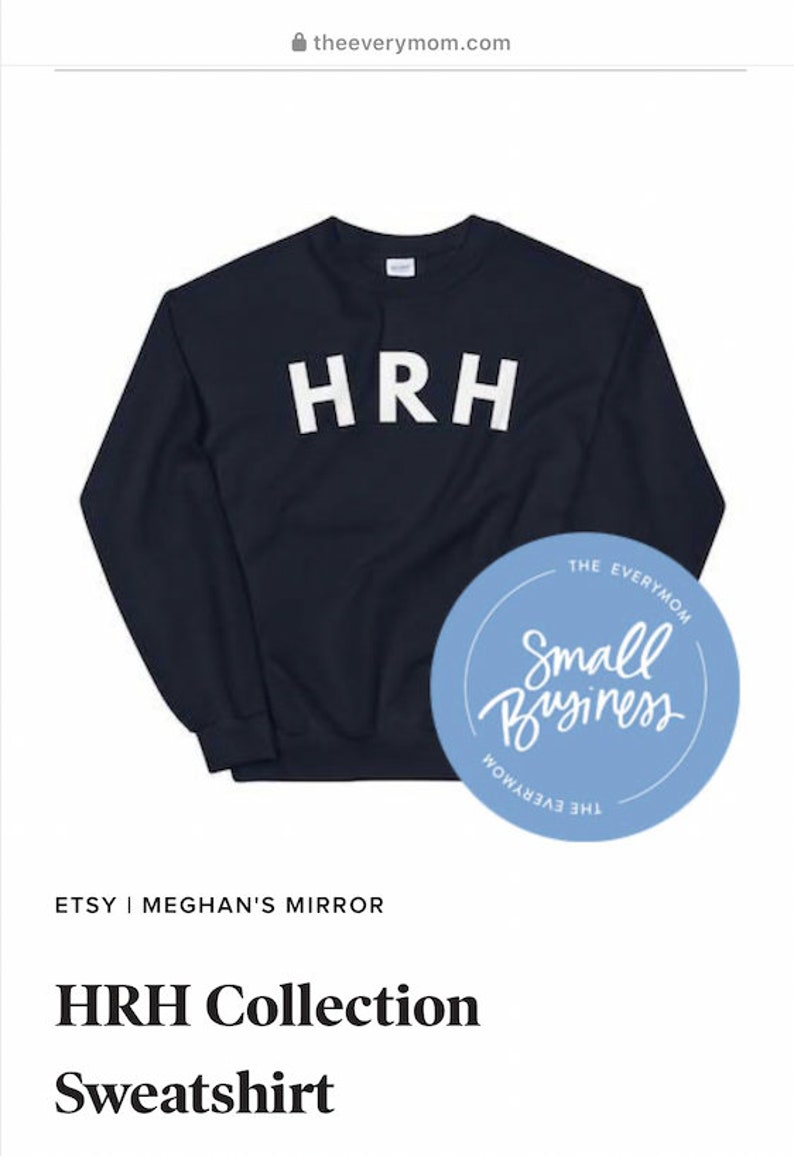HRH Sweatshirt in Navy Blue A Collection Inspired by The Royal Family & As seen in PopSugar Holiday Gift Guide image 6