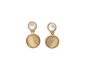 Quartz Cabochon 'Quartz Drop' Earrings | RepliKate Princess of Wales Earrings of Kate Middleton's Milky Quartz & Diamond Earrings