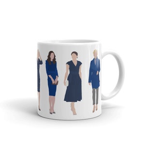 My Royal Closet 'Artist Series' Ladies of Windsor in Blue Mug (Kate, Meghan, Sophie, Camilla, Beatrice, Eugenie & The Queen)